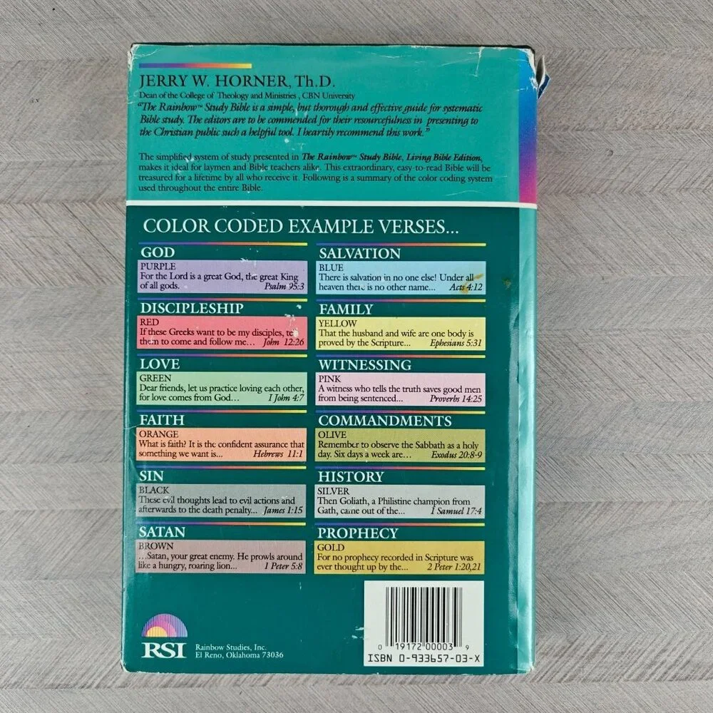 The Rainbow Study Bible Living Bible Edition Bold Letter Hardcover 1986 - Picture 2 of 9